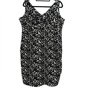 Tatyana Black and White Retro Velvet Detail Cherry Print Dress Size 4XL